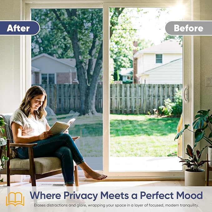 SUNBABY Window Tint for Home, One Way Privacy Film Heat & UV Blocking, Static Cling No Glue Renter Friendly Cover for Home Bedroom, Office & Sliding Glass Door, 23.6 x 78.7 Inch with 3 Tools, Blue