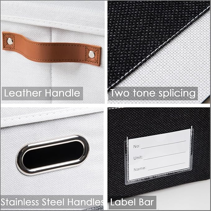 PRANDOM Foldable Storage Bins with Lids [3-Pack] Fabric Collapsible Storage Boxes Baskets Cubes Containers with Handles for C