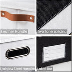 PRANDOM Foldable Storage Bins with Handles [3-Pack] Fabric Collapsible Storage Boxes Baskets Cubes Containers with Handles fo