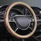 CAR PASS Wood Grain 14.5-15 inch Microfiber Leather Steering Wheel Cover, Anti-Slip Veins Design Steering Wheel Universal Fit
