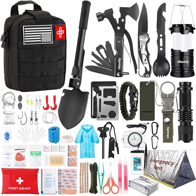 Survival Kit, Gifts for Men Women Teen Boys, 252 pcs Survival Gear and Equipment Mini First Aid Kit for Car Home, Emergency K