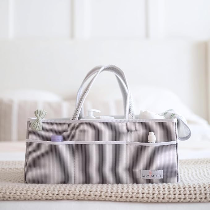 Lily Miles Baby Diaper Caddy - Organizer Tote for Infant Boy or Girl - Baby Shower Basket - Nursery Must Haves - Registry Fav
