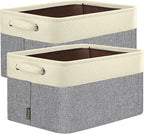 BALEINE 2 Pack Fabric Closet Storage Bins for Shelves, Linen Closet Organizers and Storage, Decorative Baskets for Organizing