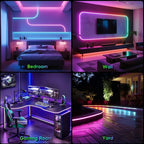 iNextStation 9.84FT/3M LED Strip Lights, 360° Glow Braided Smart IC USB Rope Light, Neon Rope Light with Music Sync, IP67 Waterproof, App & Remote Control Rope LED Lights, Color Changing for Bedroom