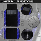 NBTEPEM Bling Car Floor Mats Full Set and Steering Wheel Cover, Universal Fit Most Cars, 4 pcs Sparkle Glitter Diamond Carpet, 5 pcs Bling Car Accessories Set for Women (Blue Diamond)