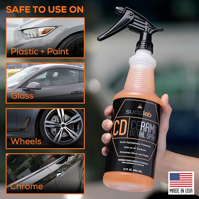 Suds Lab CD Ceramic Detail Spray, Wax Preserving Detailing Cleaner, Easy Surface Prep, Remove Dirt Dust And Oil, Water Repell