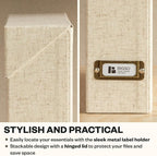 Bigso Lovisa Fiberboard Document Storage Box with 12 Folded Files for A4 and Letter Size Papers - Durable File Organizer Box 