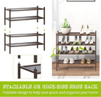 BMOSU 2-Tier Bamboo Shoe Rack Premium Stackable Shoe Shelf Storage Organizer for Hallway Closet Living Room Entryway Organize