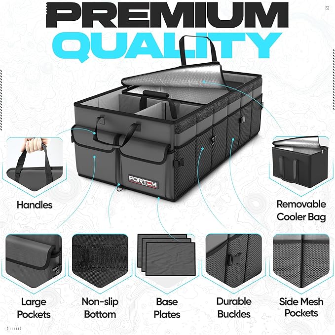 FORTEM Trunk Organizer with Cooler For SUV Car Trunk, Foldable Storage, Car Accessories for Women Men, Collapsible Bag, Perfect