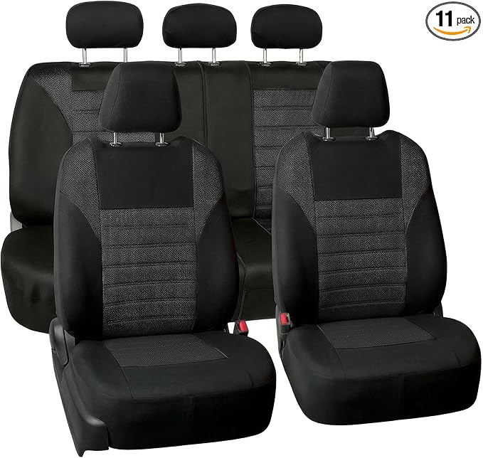 FH Group Automotive Car Seat Covers Full Set Premium 3D Air Mesh Front Seat Covers, Airbag Compatible & Split Bench Cover Uni