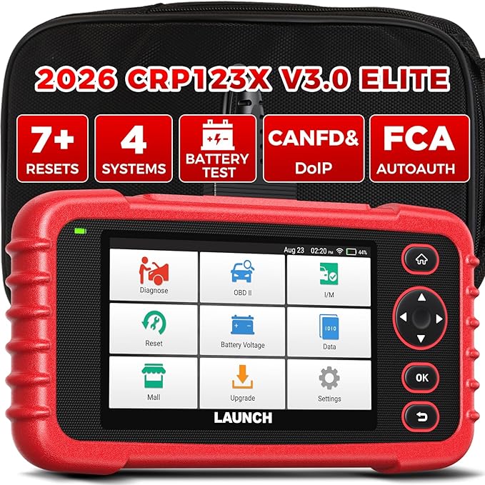 Launch OBD2 Scanner CRP123X Elite V3.0, 2025 Lifetime Free Update Diagnostic Scan Tool Supports CAN FD DoIP, Car Engine Code