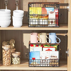 Wawocs Fruit Basket for Kitchen Counter, Fruit Bowl Stackable Wall Mounted Hanging Fruit Basket Wire Basket with Wood Lid wit