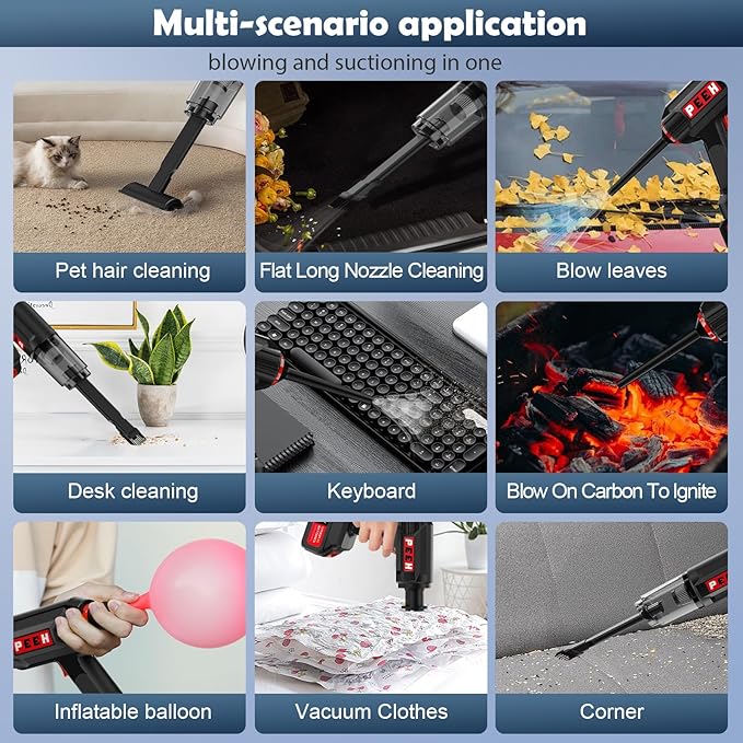 Handheld Vacuum for Home, Cordless Portable Vacuum Cleaner, Rechargeable with 60 Mins Max Runtime, High Power Vacuum for Car,