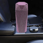 iplusmile Car Trash can Rhinestone Inlaid Multi-Compartment Auto Garbage Bin 7.87 Inch Compact Vehicle Trash can for Car Cup Holder and Office Use