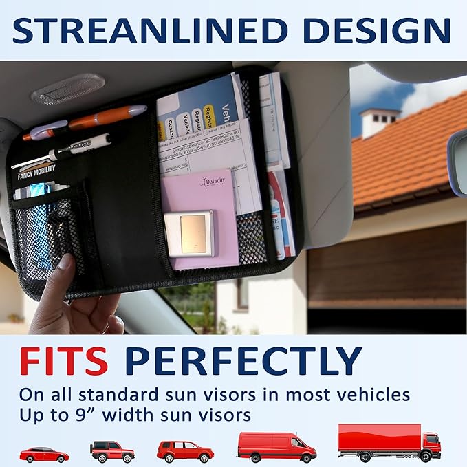 Car Sun Visor Organizer - Auto Accessories Document Holder - Car, Truck, SUV Registration & Insurance Storage Pouch - Road Trip Essentials Gift for Any Driver + 5Year Warranty (10 Pack)