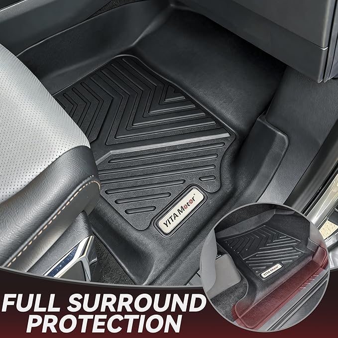 YITAMOTOR Floor Mats Fit for Ford F-150 2015-2026 & F150 Lightning 2022-2026 SuperCrew (Rear w/o U-Seat Flat Storage),TPE All Weather Truck mats, 1st & 2nd Row