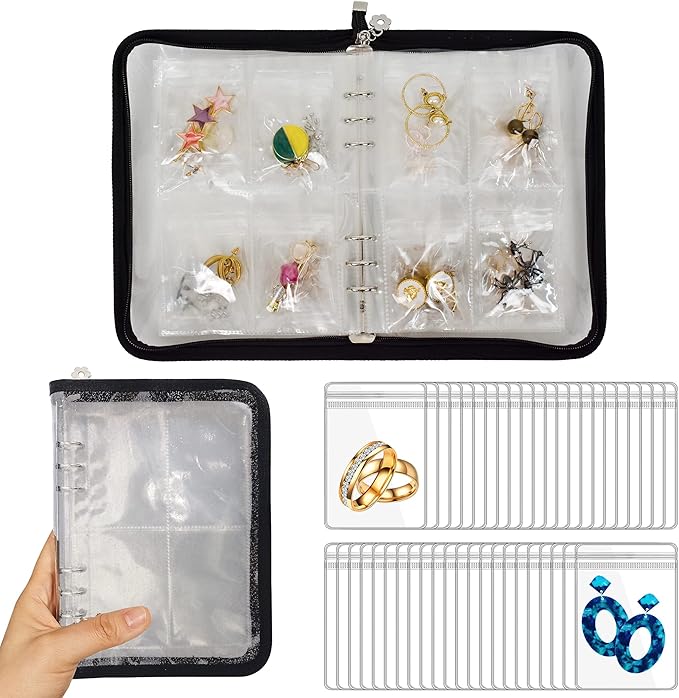Earring Organizer Case Travel Jewelry Organizer Transparent Jewelry Storage Book for Necklace Bracelet Ring Holder with Small