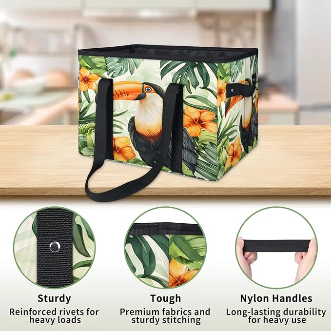 Reusable Grocery Bag, Foldable Large Shopping Tote Bag for Groceries Kitchen Picnic Car Trunk