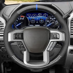 MEWANT DIY Shiny PU Carbon Fiber Cube Embossed Faux Leather Steering Wheel Cover for Ford F150 F250 F350 Expedition 2018