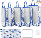7 Pcs Compression Packing Cubes for Travel Luggage, Lightweight Suitcase Organizer Bags Set, Compression Packaging Cube for T