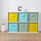 Stero Fabric Storage Bins 6 Pack Fun Colored Durable Storage Cubes with Fabric Handles Foldable Cube Baskets for Home, Kids R