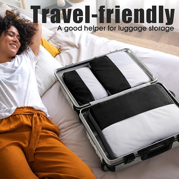 6 Set Compression Packing Cubes for Travel, Lightweight and Space-Saving Luggage Organizer Bags, Sturdy Travel Essentials for