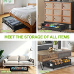 Under Bed Storage with Wheels, 2-Pack Underbed Storage Containers with Clear Lids, Under Bed Shoe Storage Organizer, Rolling 