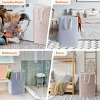 Lifewit 2 Pack Laundry Basket 80L Each, Collapsible Clothes Hamper with Reinforced Handles, Freestanding Waterproof Design fo