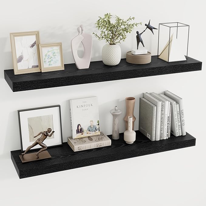 Dreamland 40 Inch Long Floating Shelves in White,9.3 Inch Deep Floating Shelf for Wall,Large Display & Storage Shelf, Wall Sh