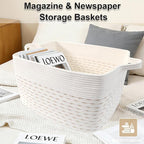 65L Large Blanket Basket,21"x16"x12" Rectangle Storage Bin with Handles,Woven Rope Laundry Basket for Toys, Clothes,Pillows,M