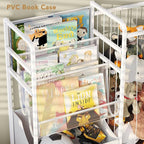 BBLIKE Kids Bookshelf and Stuffed Animal Storage - Multi-Function Nursery Book Shelves with Leather Toy Box and PVC Book Disp