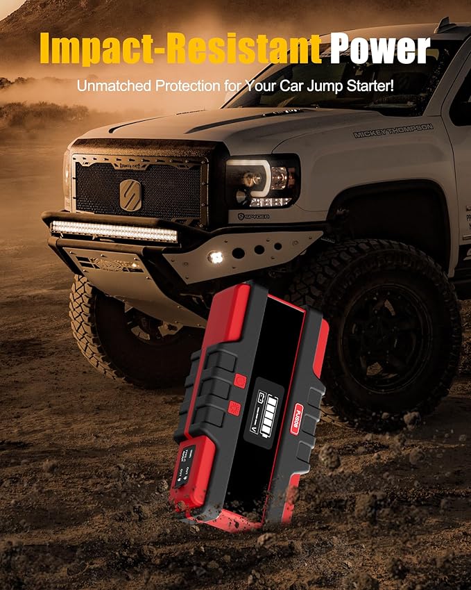 Battery Jumper Starter Portable 2500A (12V) - Portable Booster Pack with Voltage Detection & Protection for Gas/Diesel (Up