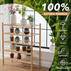 5 Tier Bamboo Shoe Rack Storage Organizer for Closet, Multifunctional Stackable Free Standing Shoe Shelf Organizer for Small 