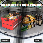 Homeve Trunk Organizer, Car Storage, Reinforced Handles, Collapsible Multi-Compartment Car Organizers, Foldable, Waterproof, 2 