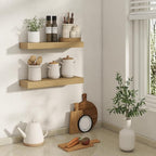 20 Inch Floating Shelves | 6.5 Inch Deep Oak Floating Shelves Set of 2 | 20" W x 6.5" D Rustic Oak Shelves with Invisible Bra