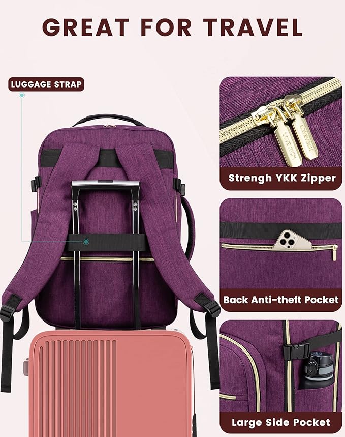 LOVEVOOK Travel Backpack for Women & Men 50L,Airline Approved Carry On Backpack Travel Essential,TSA Carry on Luggage,Waterpr