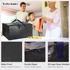 VELVETSURE Heavy Duty Extra Large Moving Bags W/Backpack Straps - Strong Handles & Zippers, Storage Totes For Space Saving, F