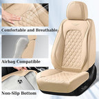 Coverado Front Car Seat Covers, Faux Leather Oil-Resistant Non-Slip Cushions, Universal Fit for Sedans, Pickups, SUVs, Waterp