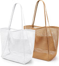 KALIDI BeachNylon Mesh Tote Bag, Casual Tote Bag Hobo Women Foldable MAX 23L Shoulder Bag For Beach Picnic Vacation