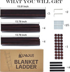 XUNIQUE 5-Tier Blanket Ladder for The Living Room, 4.8 FT Anti-Slip Decorative Ladder Shelf Leaning Quilt Rack, Lightweight, 