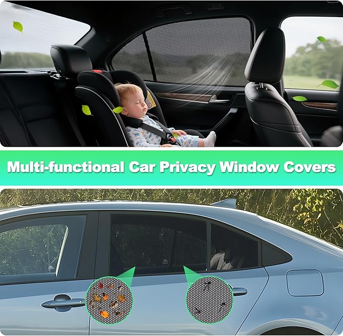 Car Window Shades for 2019-2024 Corolla Sedan (Not Fit Touring/Hatchback/Cross) - Rear Side Sun Shade for Baby, Breathable Mesh Car Privacy Covers, UV Protection & Heat Insulation (2PCS)