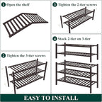 Smiry Bamboo Shoe Rack for Closet, 5 Tier Wooden Stackable Shoe Organizer, Free Standing Shoes Storage Shelf for Entryway, Fr