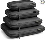4 Piece Compression Packing Cubes for 3–7 Day Travel, Lightweight Travel Organizers with Breathable Mesh, Double-Zipper Packi