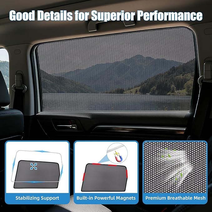 Car Window Shades for 2019-2022 Forester - Rear Side Window Sun Shade for Baby, Breathable Mesh Car Privacy Window Covers, UV Protection and Heat Insulation for Road Trips, Napping, Camping