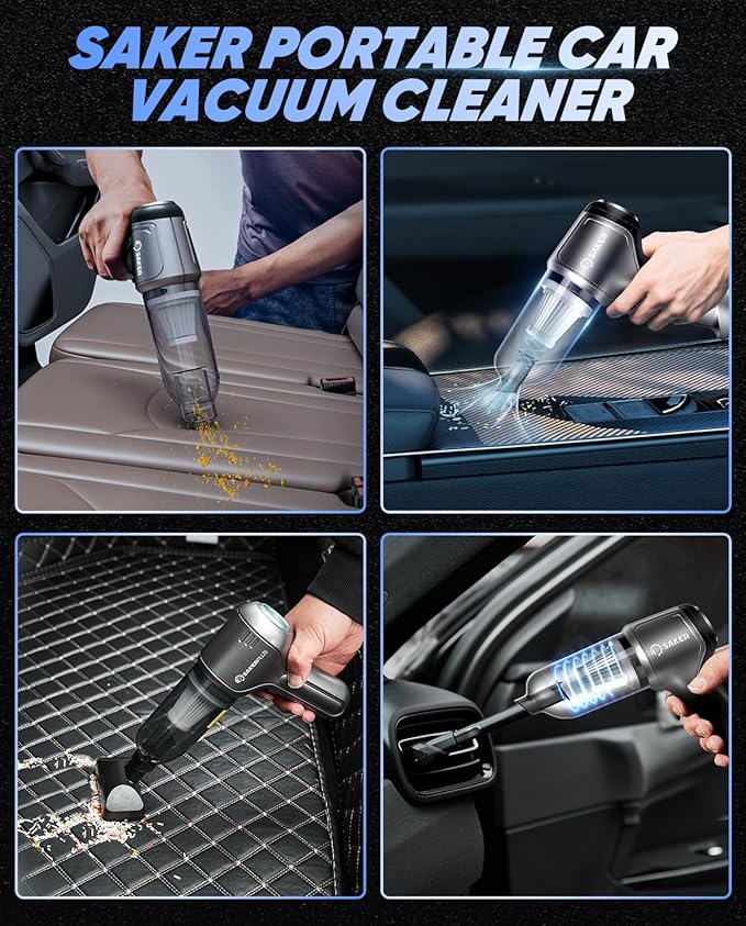 Saker Car Vacuum Portable Cordless Handheld Car Vacuum 15000PA High Power with Brushless Motor and Blower for Cars,Office,Hom
