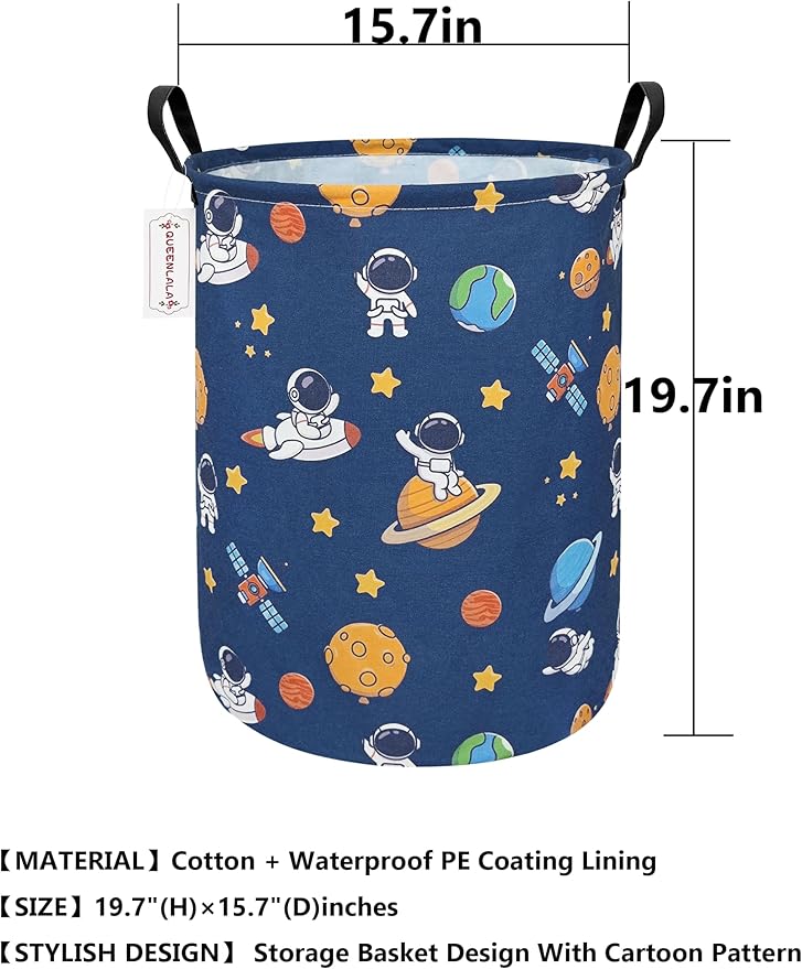 QUEENLALA Large Storage Basket,Laundry Hamper/Bathroom/Home Decor/Collapsible Round Storage Bin,Boys and Girls Hamper/Boxes/C