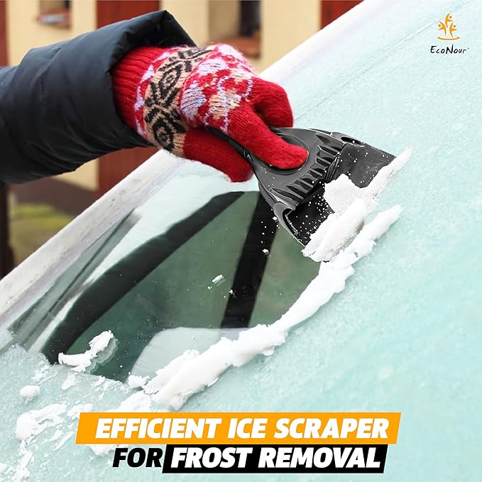 EcoNour Ice Scrapers for Car Windshield (1 Pack) | Car Ice Scraper | Window Snow Scrapper for Car to Remove Snow and Frost | Car Snow Accessories