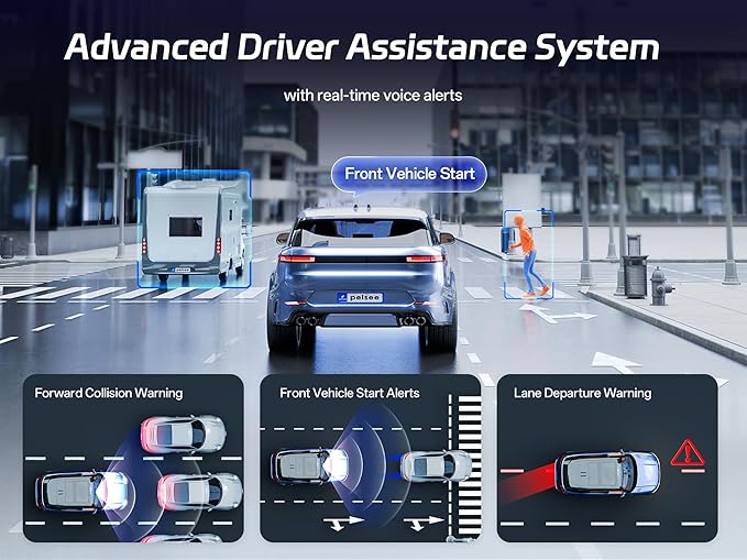 Pelsee S12 Pro Mirror Dash Cam with STARVIS 2 Sensor, Rear View Mirror Camera 5.8GHz WiFi, 4K Front and 1080P Rear Backup Cam