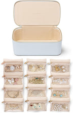 Vlando Travel Jewelry Case Organizer,Small Jewelry Box with 12 Velvet Jewelry Storage Pockets,Christmas Gift Ideas for Bride 