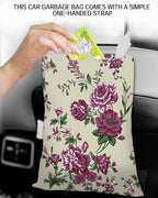 Car Trash Can, Durable Hanging Car Trash Garbage Bag, Cute Automotive Garbage Cans Organizer, Vintage Rose Floral